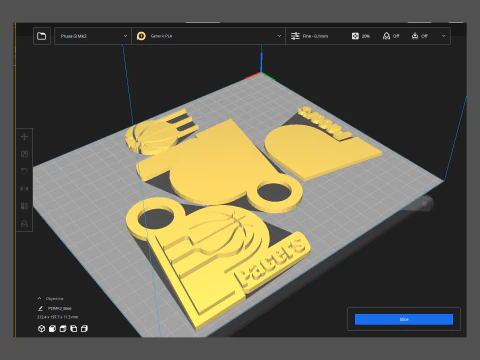 Indiana pacers Logo Shield Printable and Renderable keychan 3D Print Model