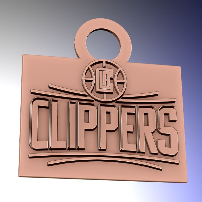 LA clippers Logo Shield Printable and Renderable keychan 3D 프린트 모델 .c4d .max .obj .3ds .fbx .stl .blend 