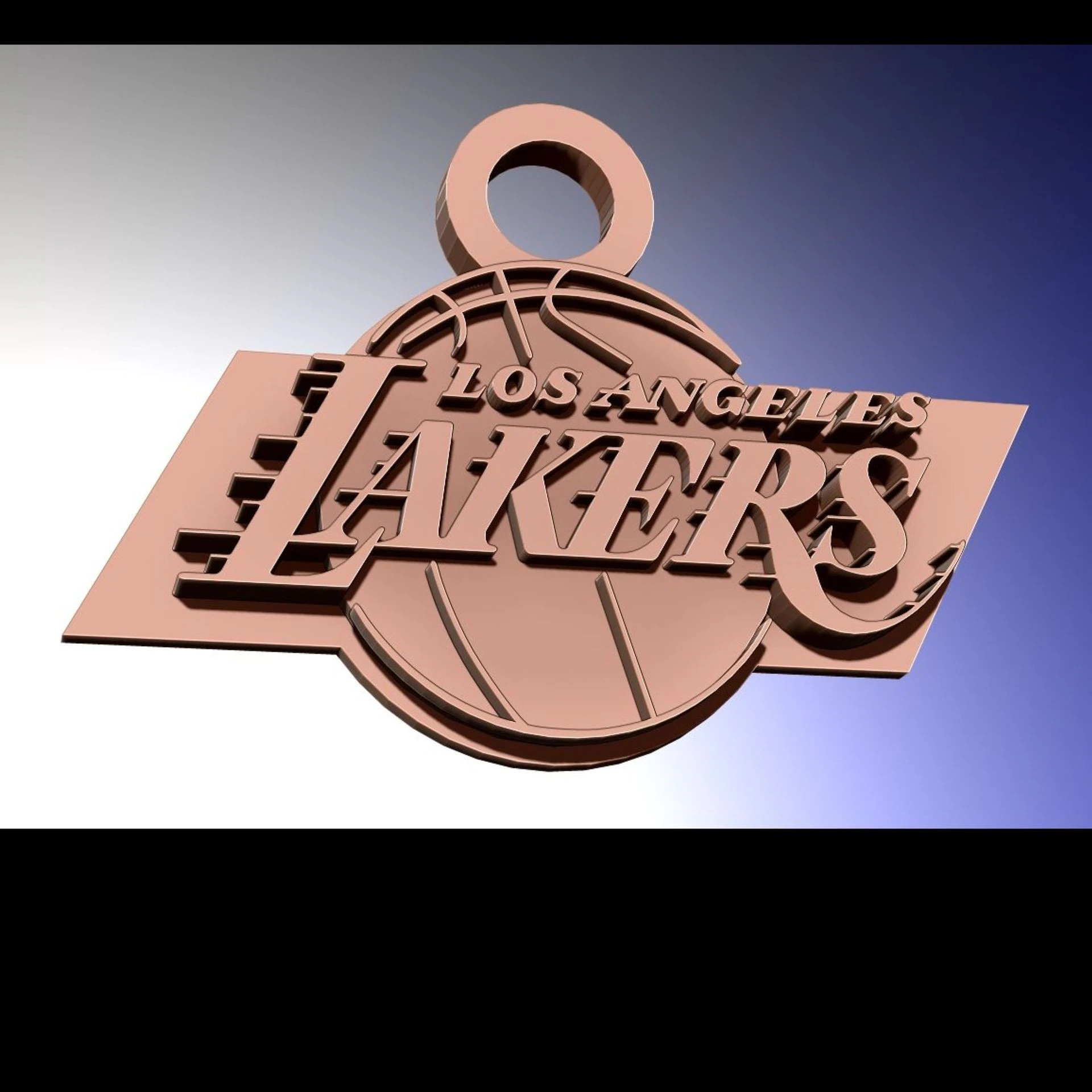 Los Angeles Lakers Logo Shield Printable and Renderable keychan 3D Print Model .c4d .max .obj .3ds .fbx .stl .blend 