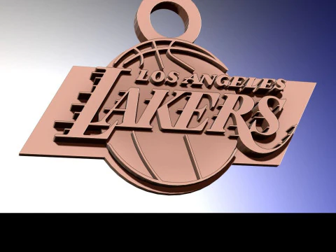 Брелок с логотипом Los Angeles Lakers Shield, который можно распечатать и визуализировать 3D Принт Модель