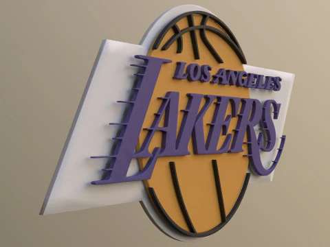 Los Angeles Lakers Logo Shield Printable and Renderable keychan 3D Print Model