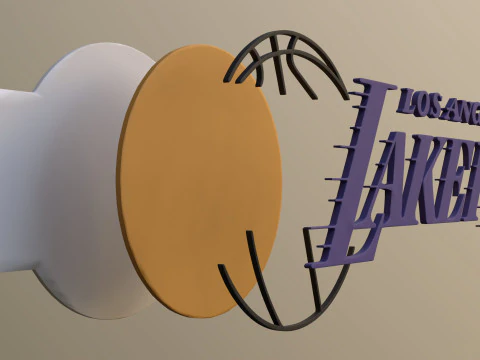 Los Angeles Lakers Logo Shield Printable and Renderable keychan 3D Print Model