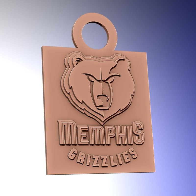 Memphis grizzlies Logo Shield Printable and Renderable keychan Modelo de Impressão 3D .c4d .max .obj .3ds .fbx .stl .blend 