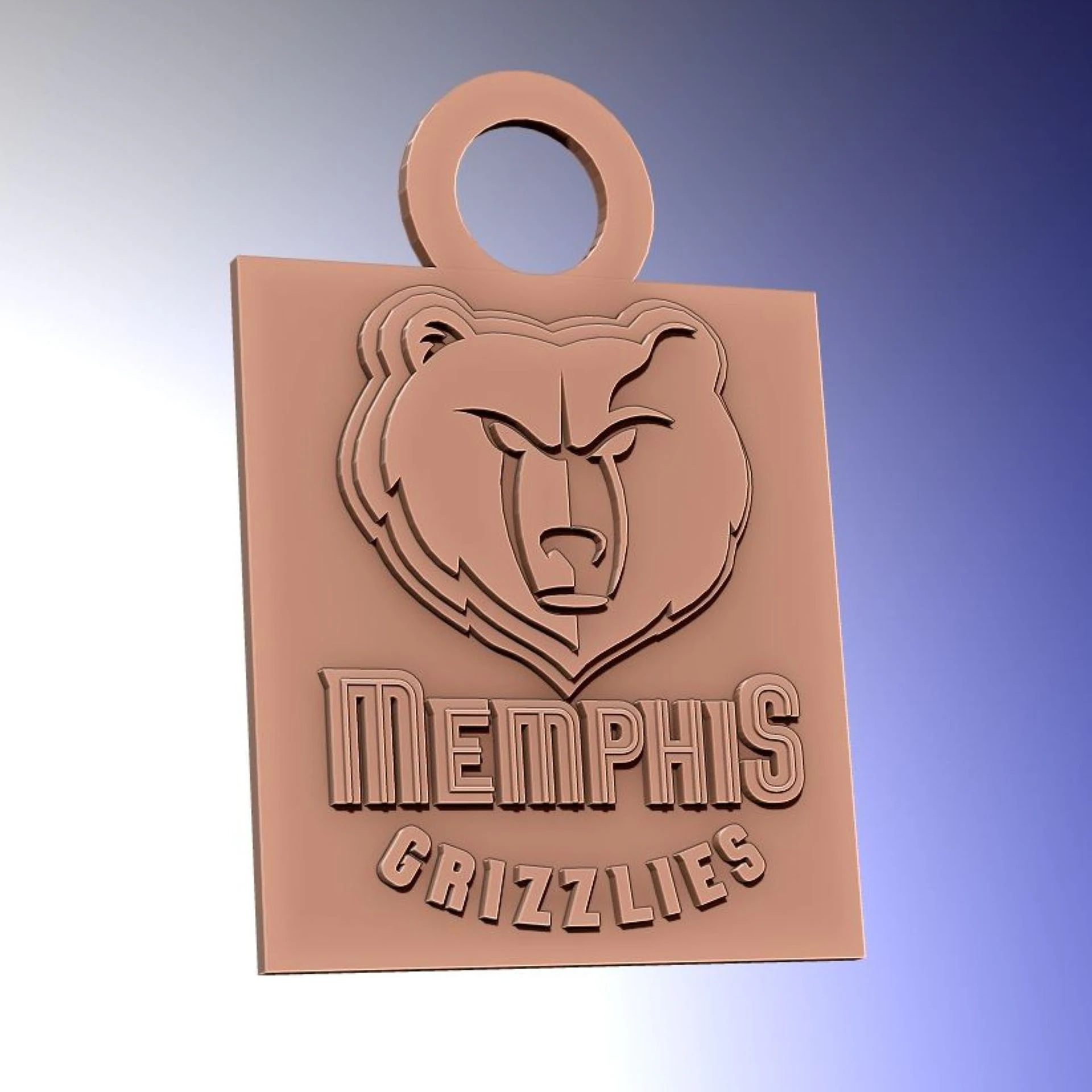 Memphis grizzlies Logo Shield Printable and Renderable keychan 3D Print Model .c4d .max .obj .3ds .fbx .stl .blend 