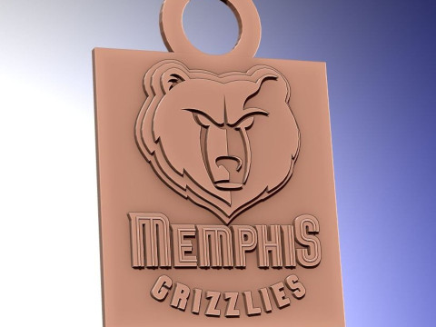 Memphis grizzlies Logo Shield Printable and Renderable keychan Modèles 3D en vedette