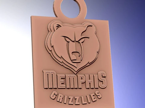 मेम्फिस ग्रिज़लीज़ लोगो शील्ड प्रिंट करने योग्य और रेंडर करने योग्य चाबी का गुच्छा 3D प्रिंट मॉडल