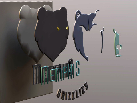 Memphis grizzlies Logo Shield Printable and Renderable keychan Modelo de Impressão 3D