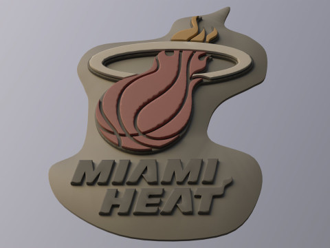 Miami heat Logo Shield Printable and Renderable keychan Modelo de Impressão 3D
