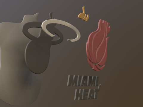 Miami heat Logo Shield Printable and Renderable keychan Modelo de Impressão 3D