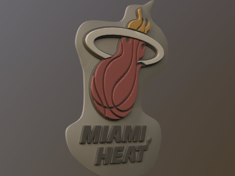 Miami heat Logo Shield Printable and Renderable keychan Modelo de Impressão 3D