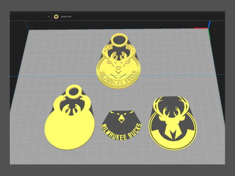 Milwaukee bucks Logo Shield Printable and Renderable keychan 3D Print Model