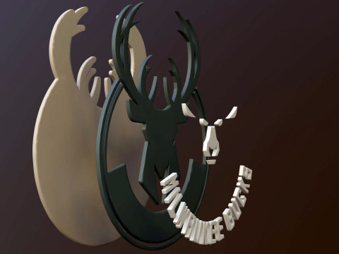 Milwaukee bucks Logo Shield Printable and Renderable keychan Modèles 3D en vedette