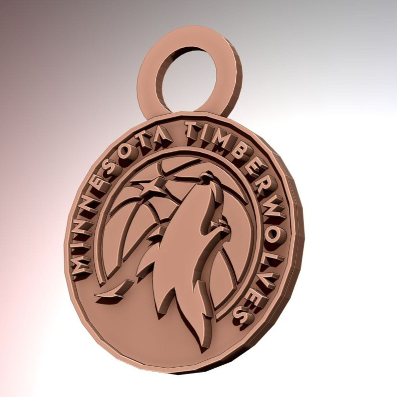 Minnesota timber wolves Logo Shield Printable and Renderable keychan 3D प्रिंट मॉडल .c4d .max .obj .3ds .fbx .stl .blend
