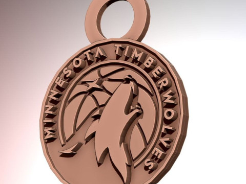 Minnesota timber wolves Logo Shield Printable and Renderable keychan 3D Print Model