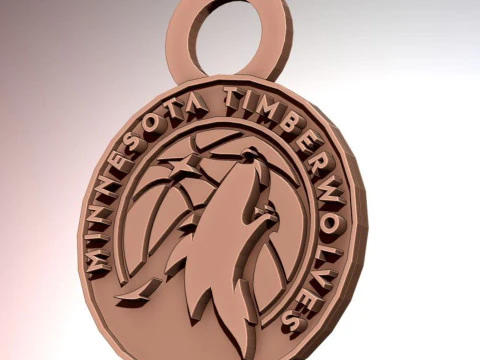 Minnesota Timberwolves Logo Shield druckbarer und darstellbarer Schlüsselanhänger 3D Druckmodell