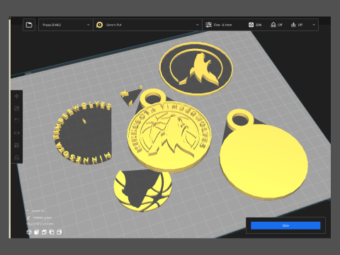 Minnesota timber wolves Logo Shield Printable and Renderable keychan 3D प्रिंट मॉडल