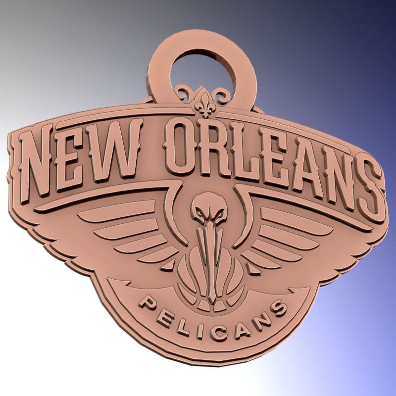New Orleans Pelicans Logo Shield Printable and Renderable keychan 3D-printmodel .c4d .max .obj .3ds .fbx .stl .blend 
