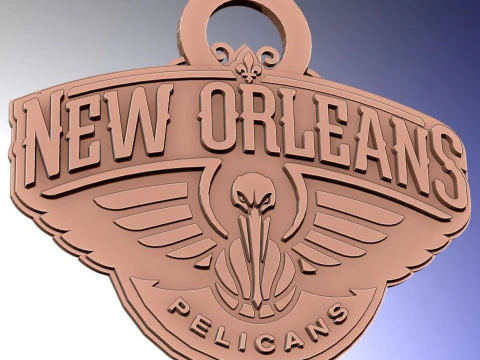 New Orleans Pelicans Logo Shield Druckbarer und darstellbarer Schlüsselanhänger 3D Druckmodell