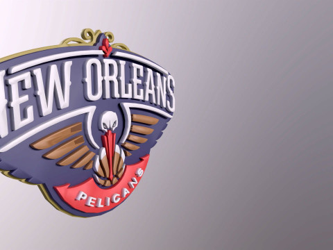 New Orleans Pelicans Logo Shield Printable and Renderable keychan 3D-printmodel
