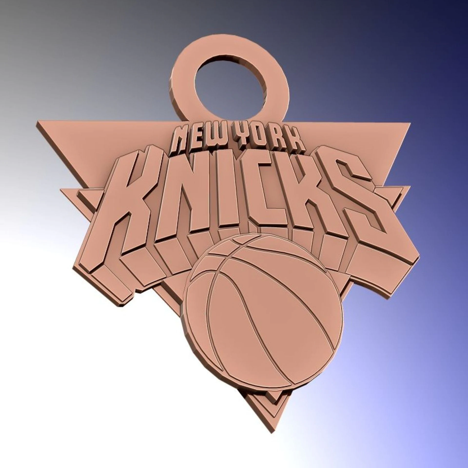 New york knicks Logo Shield Printable and Renderable keychan 3D Print Model .c4d .max .obj .3ds .fbx .stl .blend