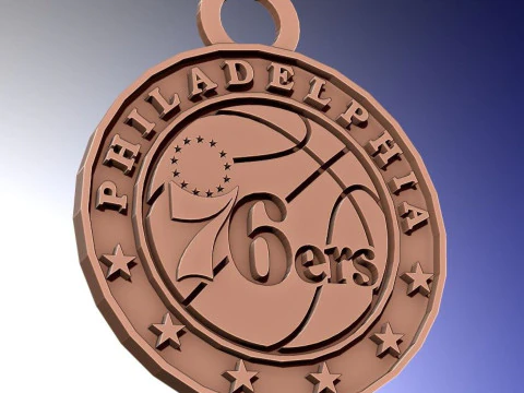 Philadelphia 76ers Logo Shield Druckbarer und darstellbarer Schlüsselanhänger 3D Druckmodell