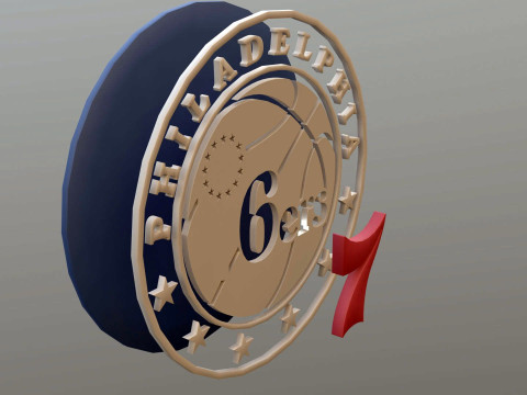 Philadelphia 76ers Logo Shield Printable and Renderable keychan Modelo de impresión 3D