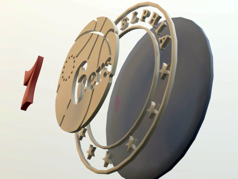Philadelphia 76ers Logo Shield Printable and Renderable keychan Modelo de impresión 3D