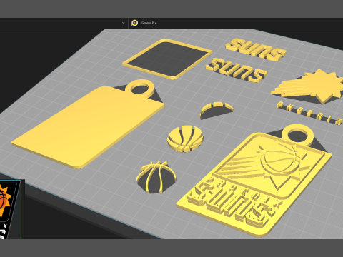 Phoenix Suns Logo Shield Printable and Renderable keychan 3D 打印模型