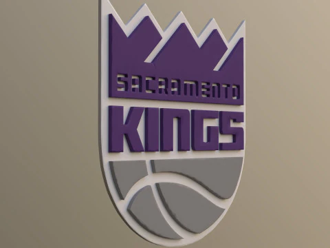 Sacramento kings Logo Shield Printable and Renderable keychan 3D Print Model