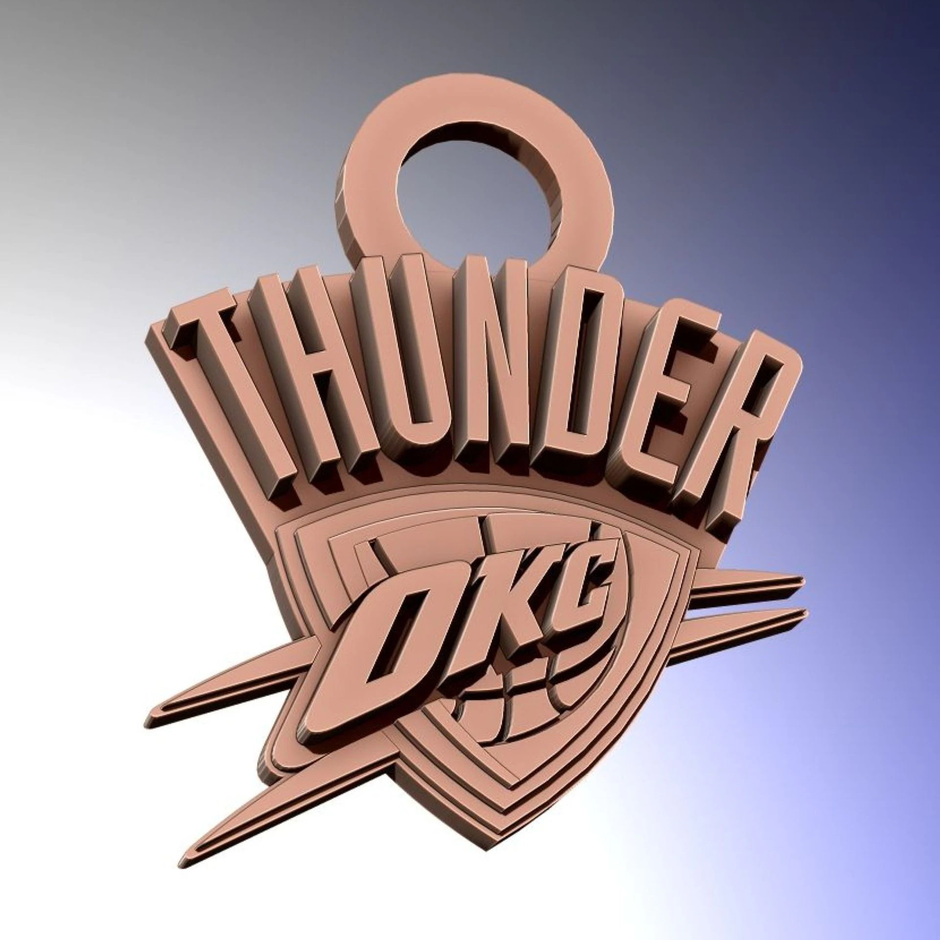 Thunder okc Logo Shield Printable and Renderable keychan 3D Print Model .c4d .max .obj .3ds .fbx .stl .blend 