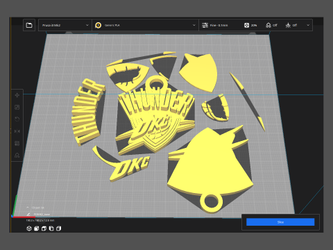 Thunder okc Logo Shield Printable and Renderable keychan 3Dプリントモデル