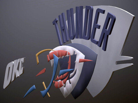 Thunder okc Logo Shield Printable and Renderable keychan 3Dプリントモデル