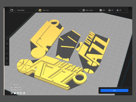 Utah Jazz Logo Shield Printable and Renderable keychan 3D Print Model