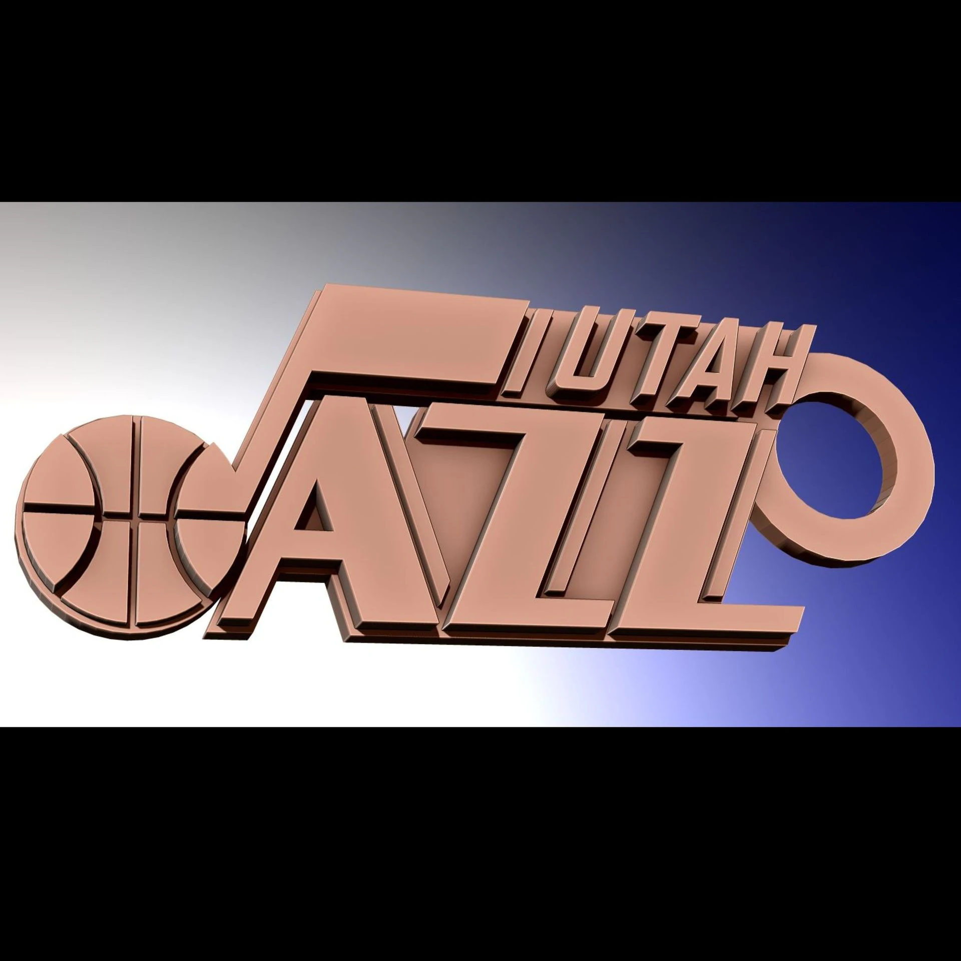 Utah Jazz Logo Shield Printable and Renderable keychan 3D Print Model .c4d .max .obj .3ds .fbx .stl .blend 