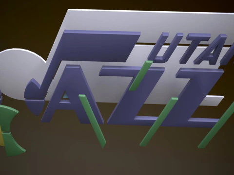 Utah Jazz Logo Shield Printable and Renderable keychan 3D Print Model