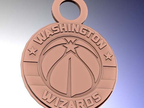 Washington Wizards Logo Shield Printable and Renderable keychan 3D Print Model