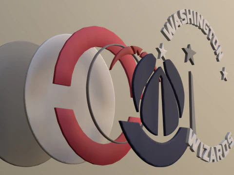 Washington Wizards Logo Shield Printable and Renderable keychan 3D Print Model