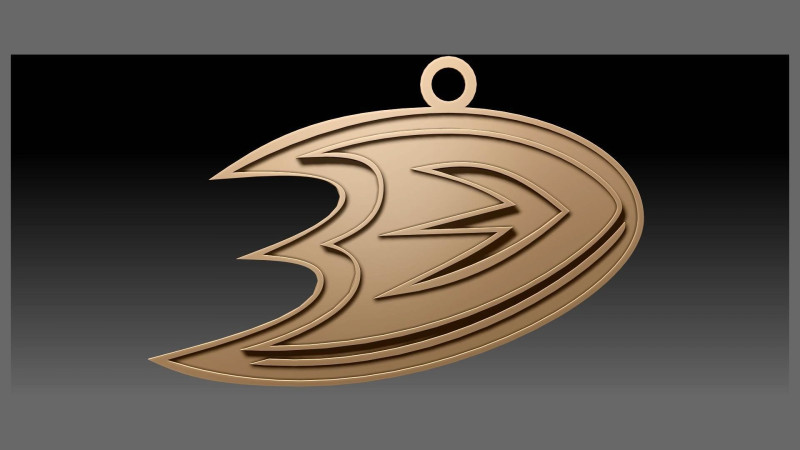 Anaheim ducks logo shield Printable and Renderable keychan 3D Baskı Modeli .c4d .max .obj .3ds .fbx .stl .blend 