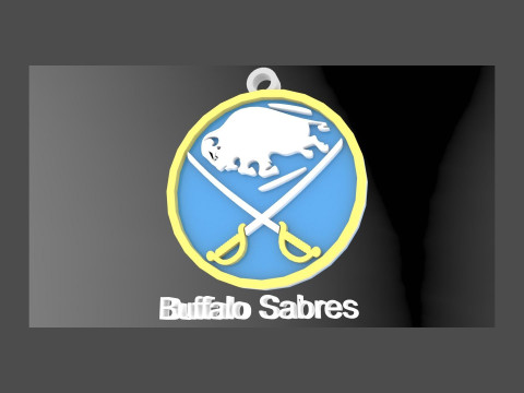 Buffalo sabres logo shield Printable and Renderable keychan Modelo de Impressão 3D