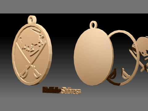 Buffalo sabres logo shield Printable and Renderable keychan Modelo de Impressão 3D