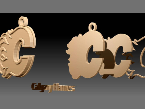 Calgary flames logo shield Printable and Renderable keychan 3Dプリントモデル