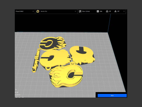 Calgary flames logo shield Printable and Renderable keychan 3D Print Model