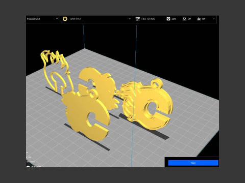 Calgary flames logo shield Printable and Renderable keychan 3D Print Model