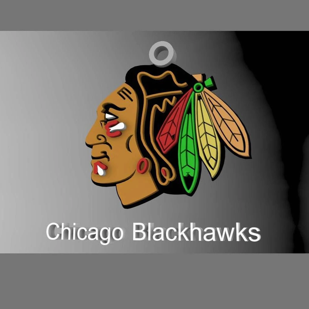 Chicago blackhawks logo shield Printable and Renderable keychan 3D Print Model .c4d .max .obj .3ds .fbx .stl .blend 