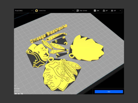 Chicago blackhawks logo shield Printable and Renderable keychan 3D Print Model
