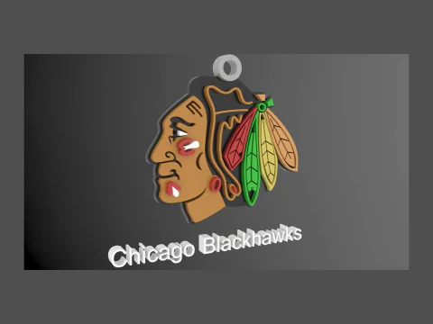 Chicago blackhawks logo shield Printable and Renderable keychan 3D Print Model