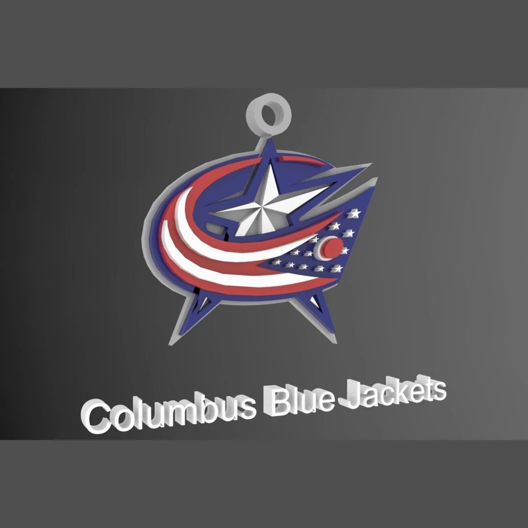 Columbus blue jackets logo shield Printable and Renderable keychan 3D Print Model .c4d .max .obj .3ds .fbx .stl .blend 