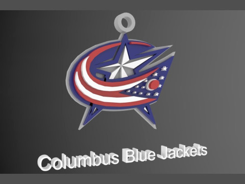 Columbus blue jackets logo shield Printable and Renderable keychan 3D Baskı Modeli