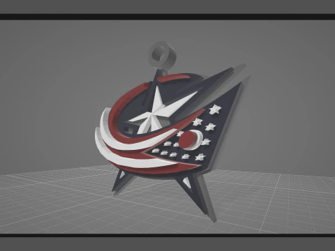 Columbus blue jackets logo shield Printable and Renderable keychan 3D Print Model