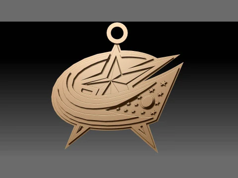 Columbus blue jackets logo shield Printable and Renderable keychan 3D Print Model